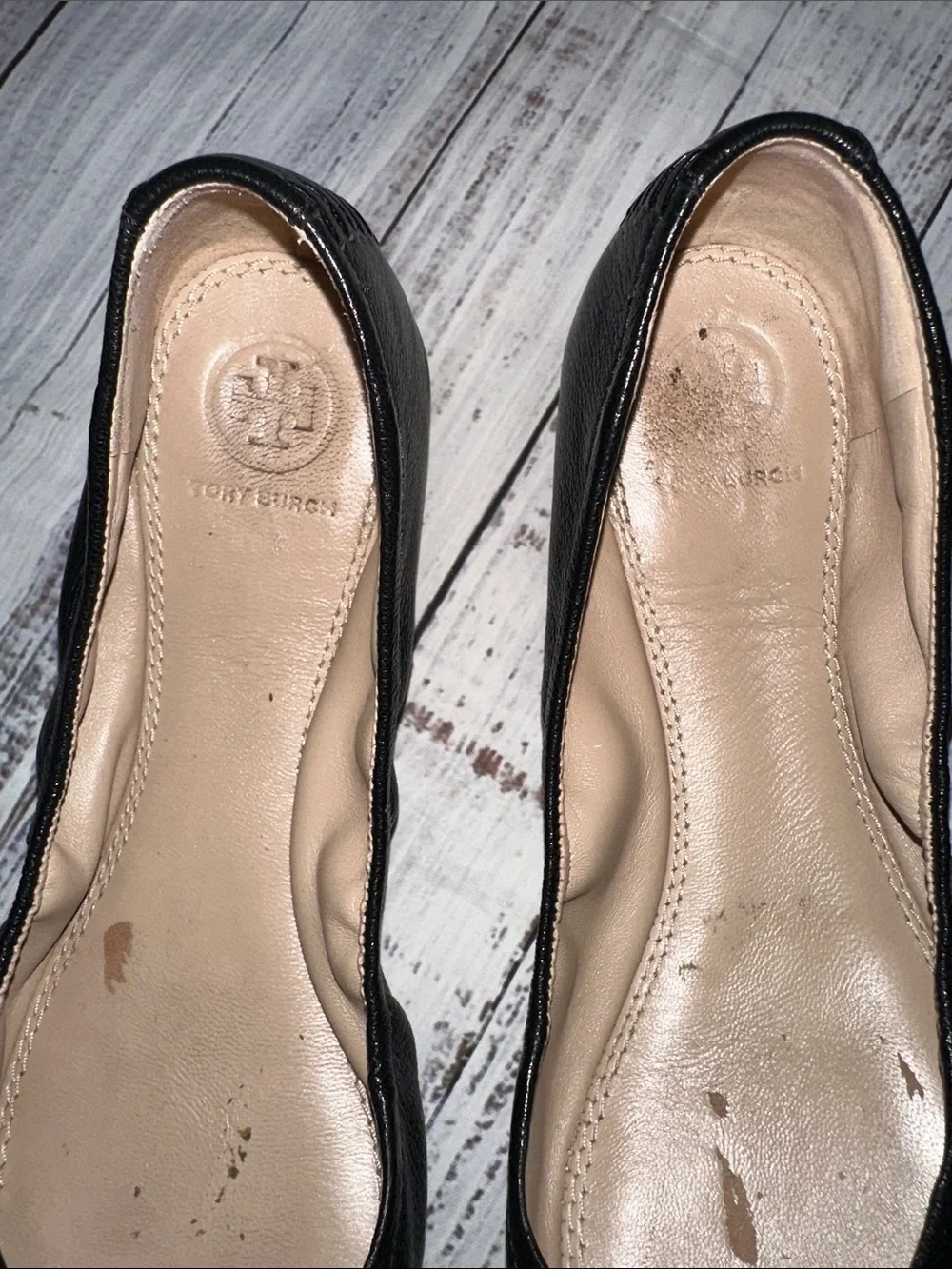 Tory Burch Allie Ballet Napa Leather Black Sz. 8